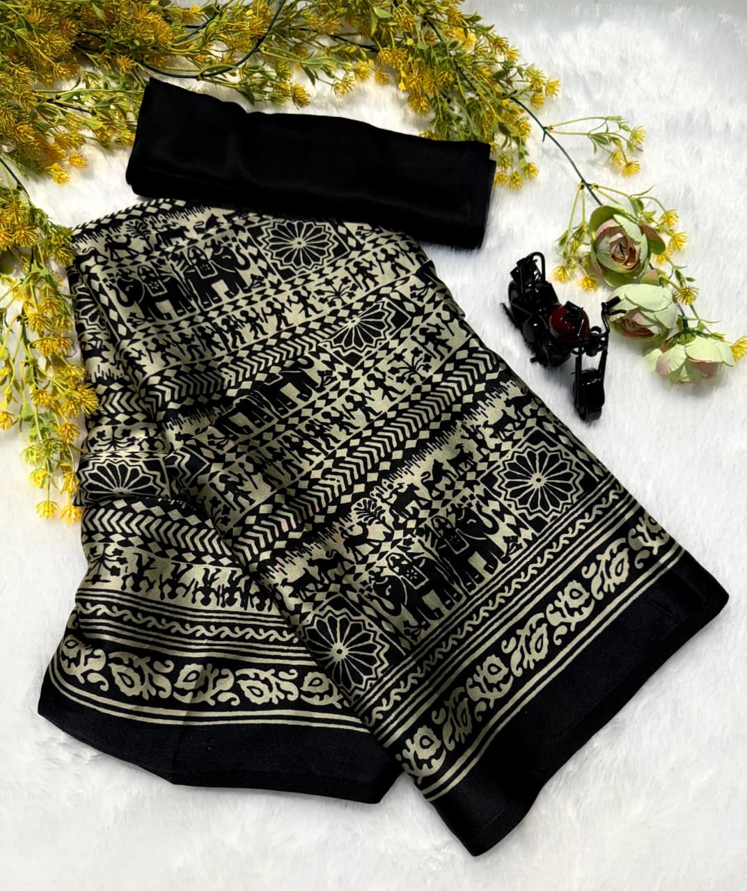 Black Pure Crepe Silk Saree
