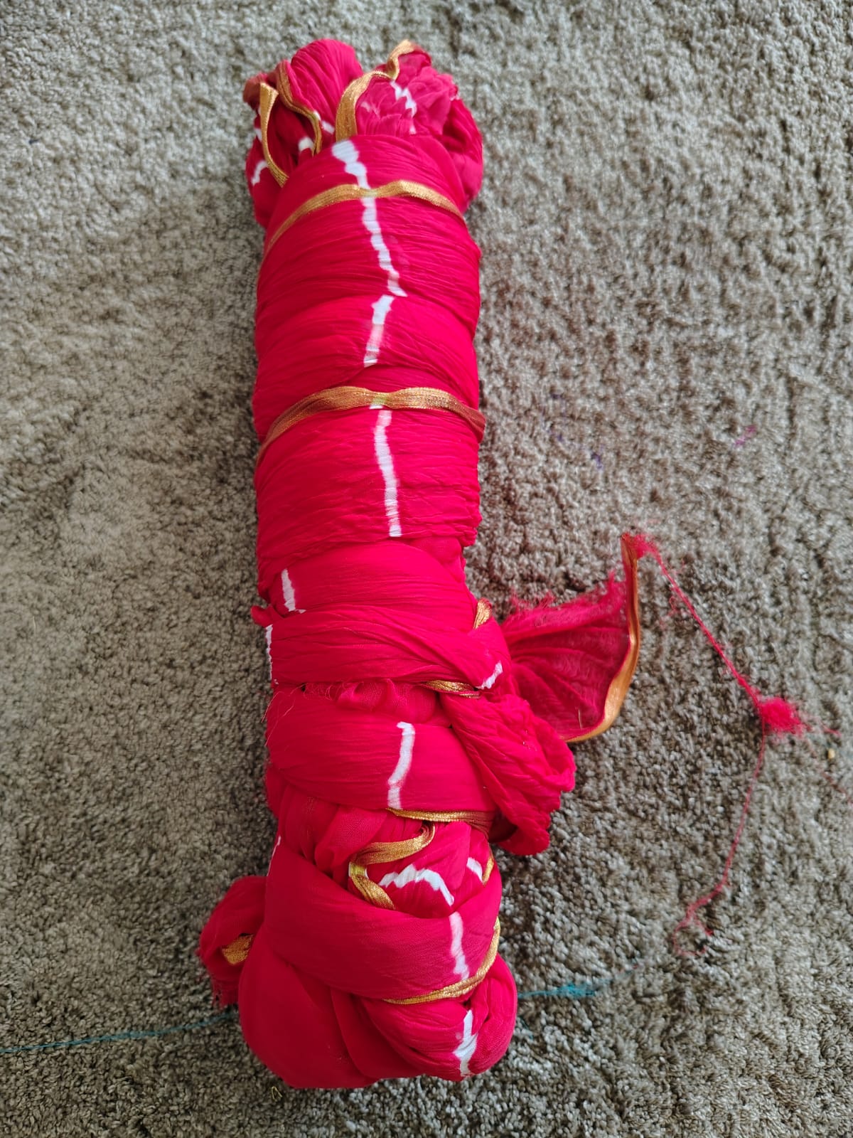 Red Color Chiffon Lahariya Saree
