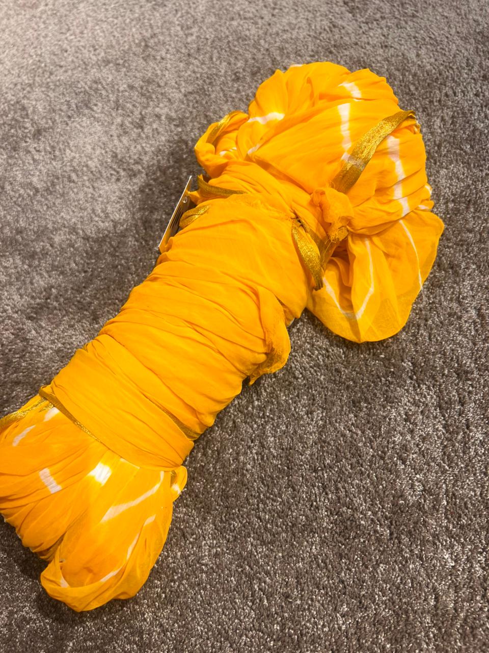 Yellow Chiffon Lahariya Saree