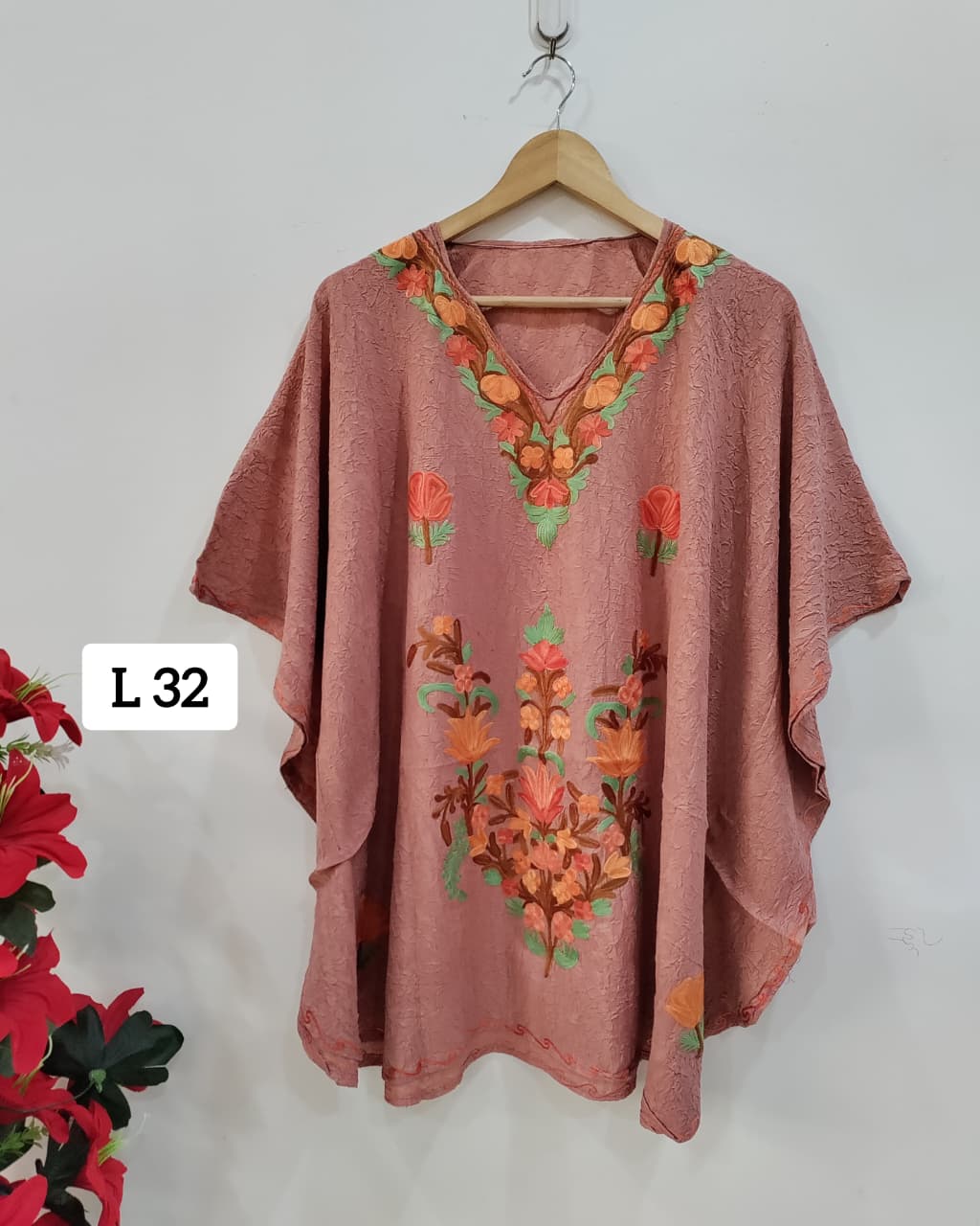 Beautiful Crushed Cotton Ariwork Kaftan