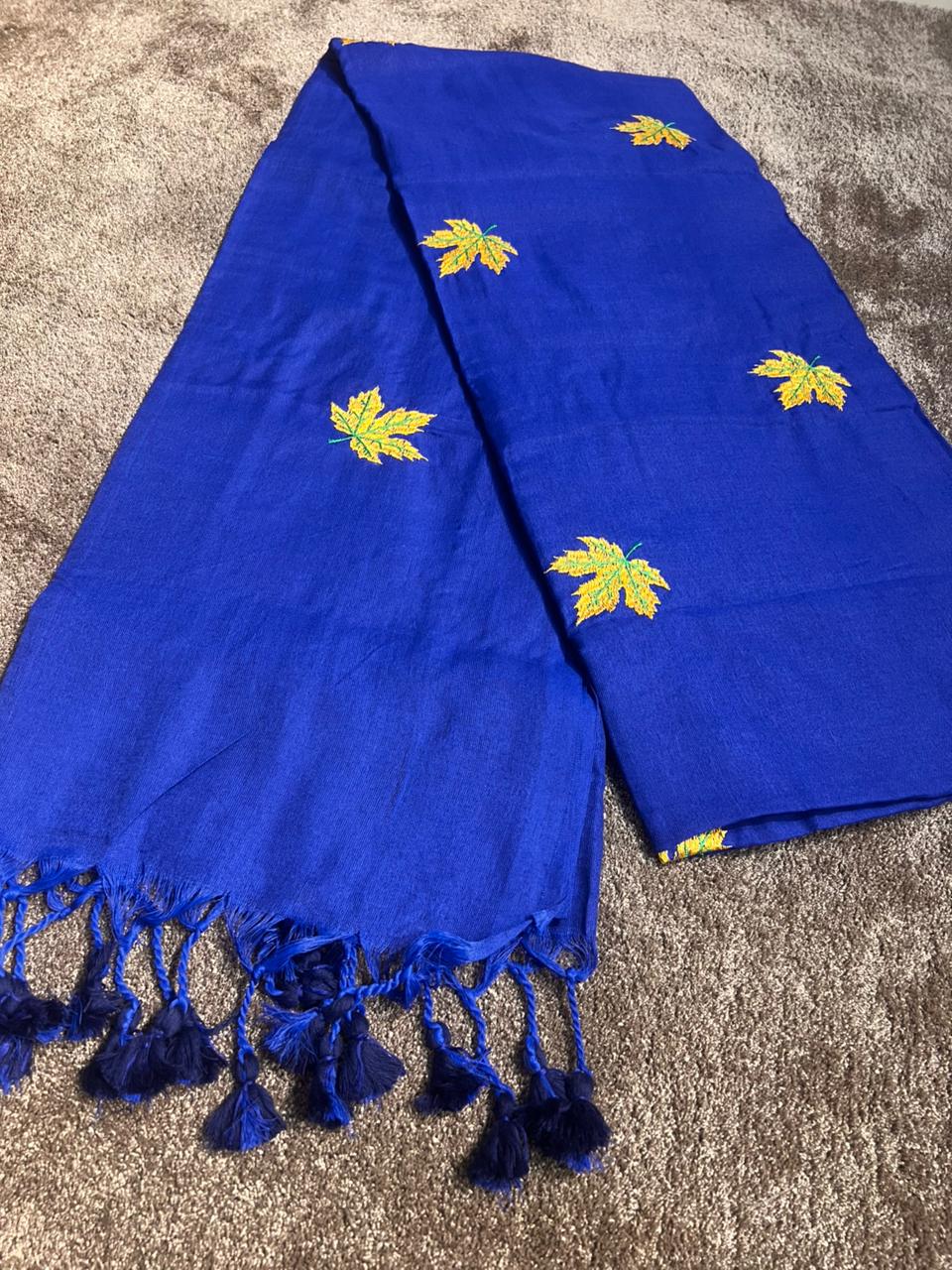 Beautiful Blue Color Khadi Cotton Saree