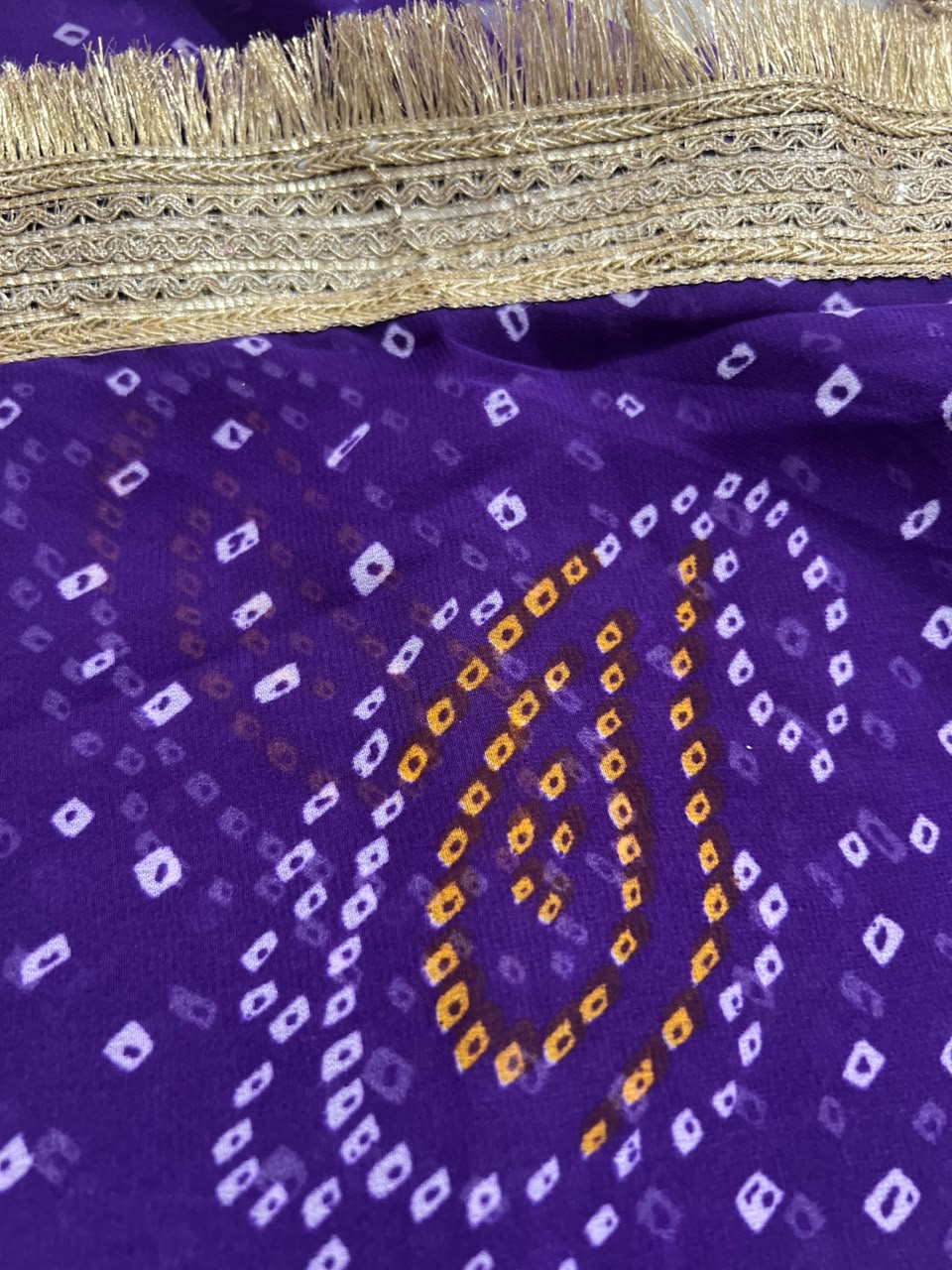 Beautiful Purple Color Karva Chauth Special Bandhini Saree