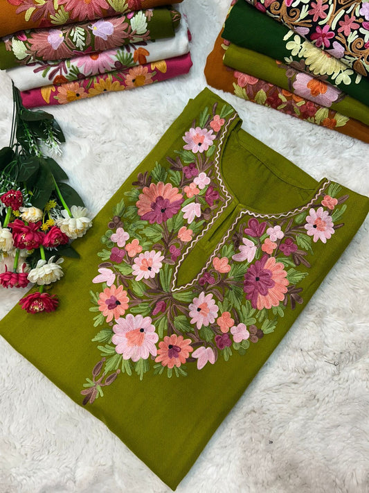 Green kashmiri Ari Work Pheran