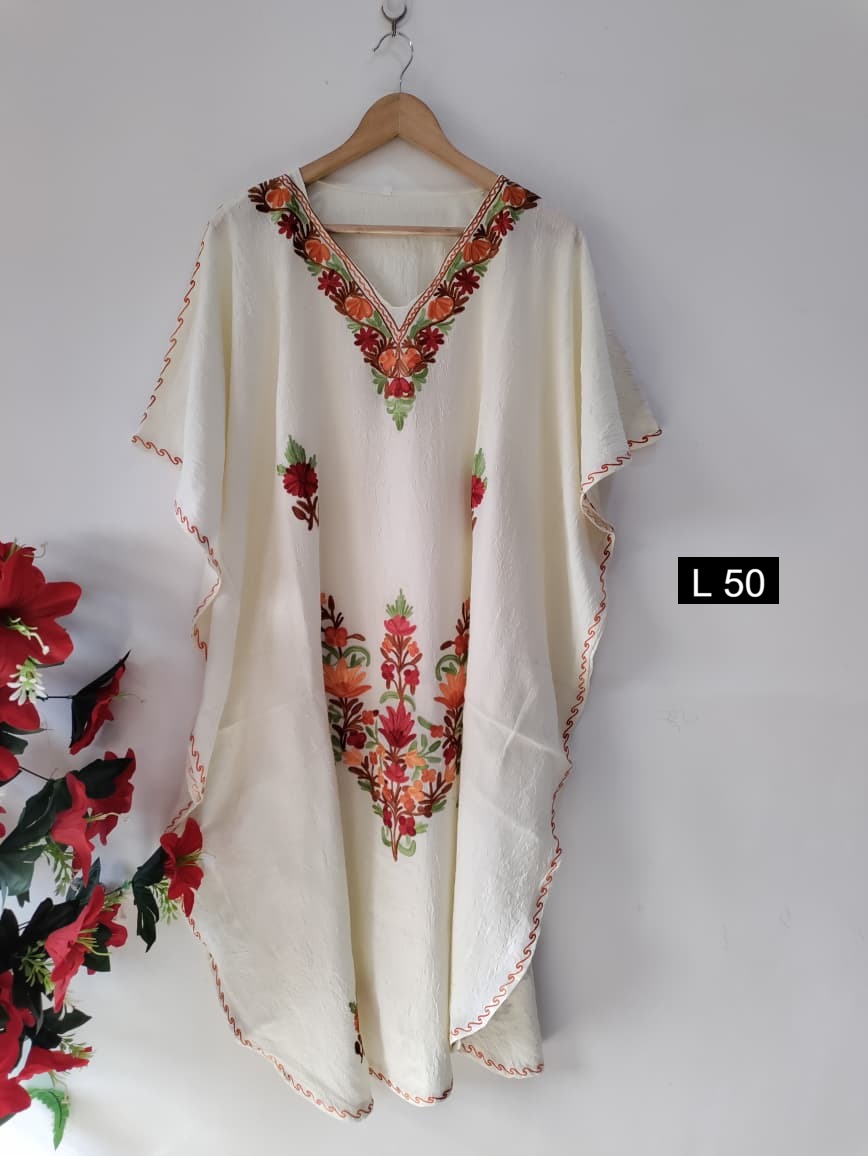 Beautiful Crushed Cotton Ariwork Kaftan