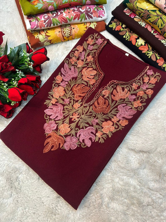 Maroon Kashmiri Ariwork Pheran