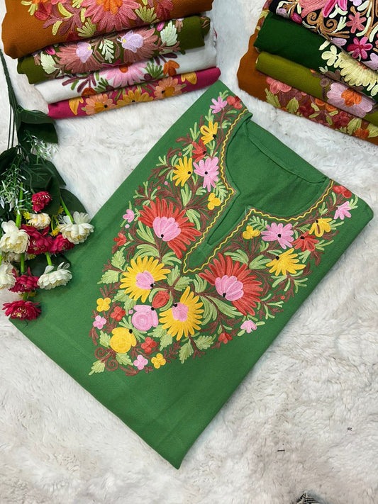 Green Kashmiri Ariwork Pheran