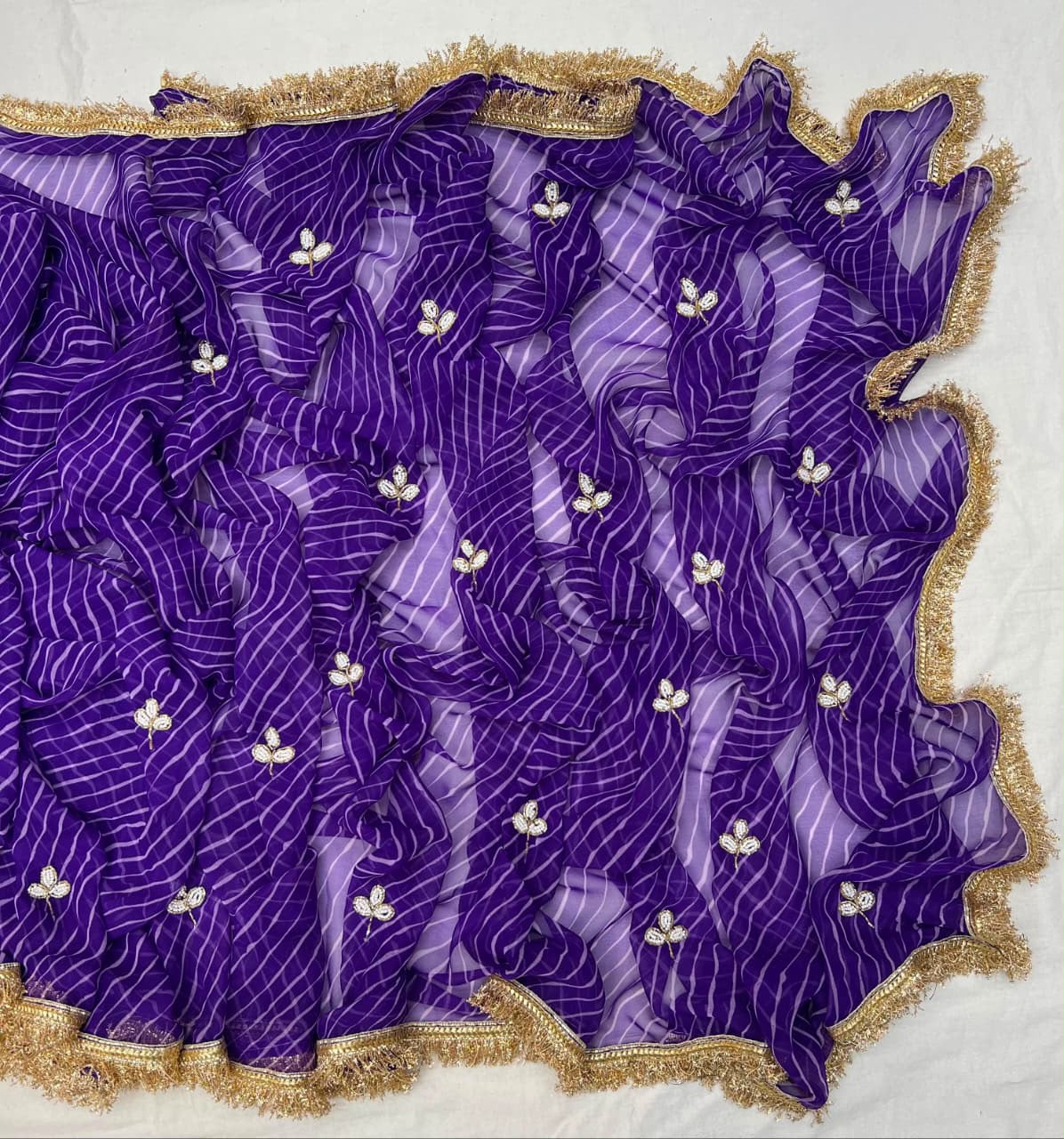 Beautiful Purple-Blue Color Designer Lahariya Saree