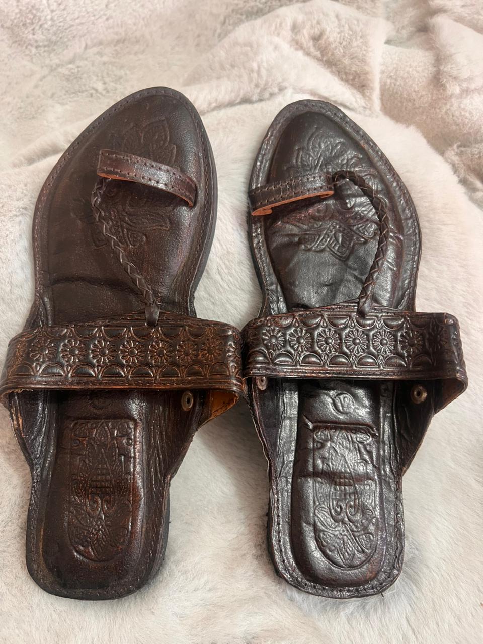 Beautiful Black Color Pure Leather Designer Slippers