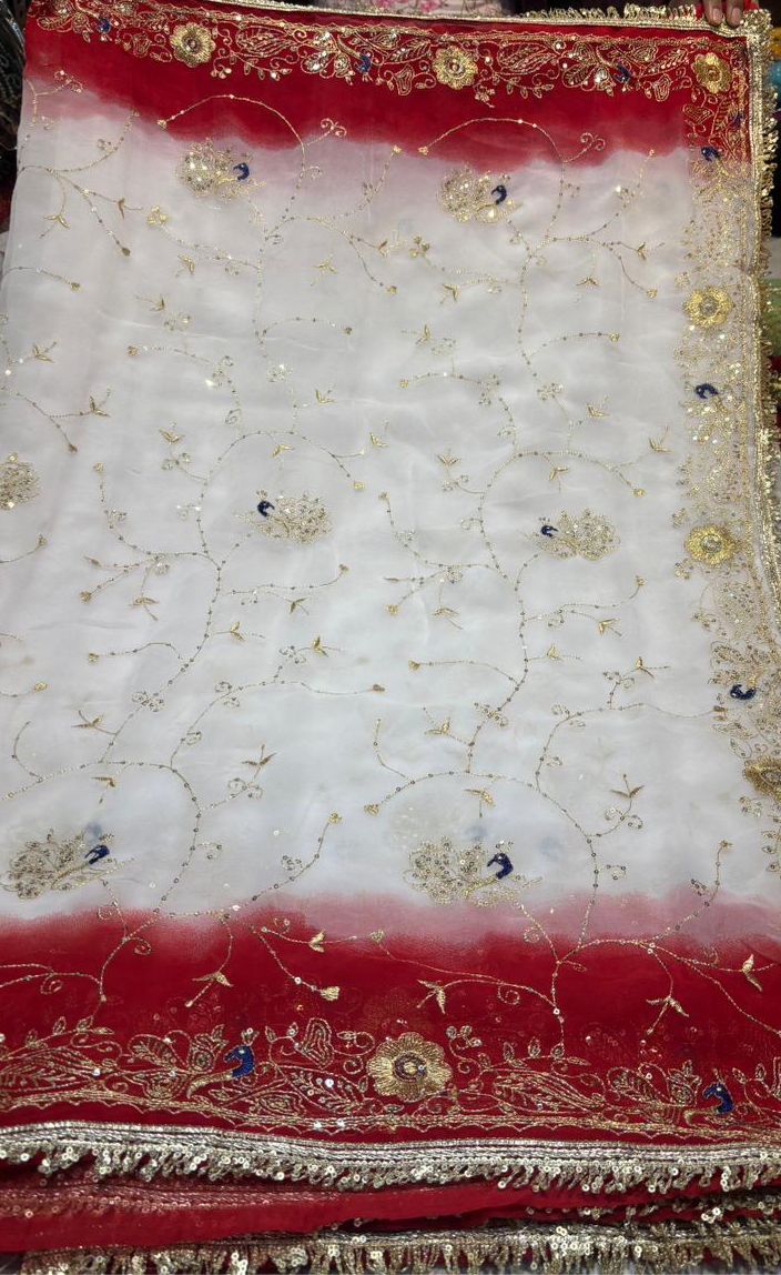 Rajpooti Work Faag Saree