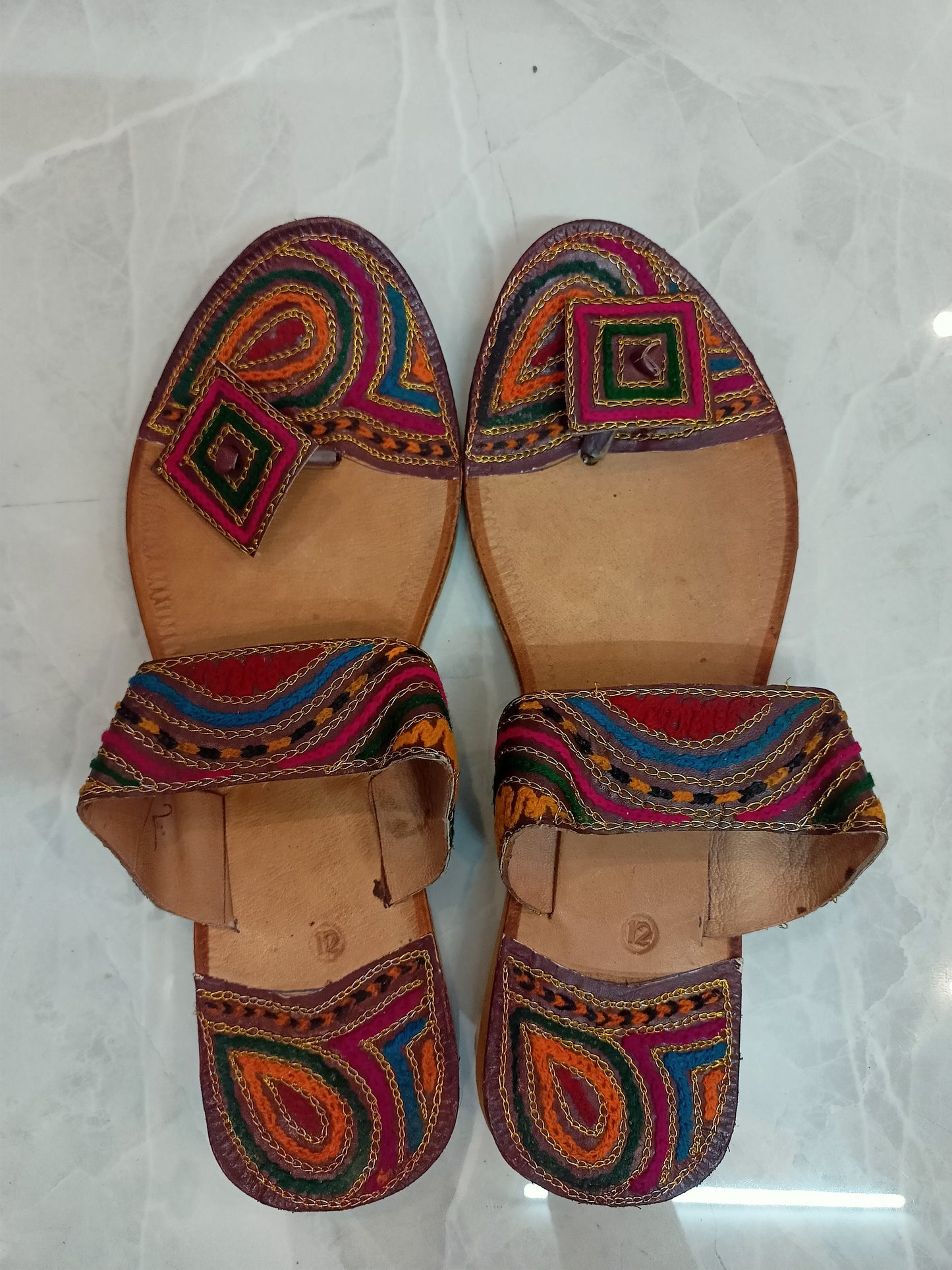 Pure Leather Thread Kasida Kolhapuri Designer Slippers