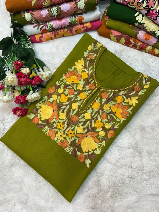 Green Kashmiri Ariwork Pheran