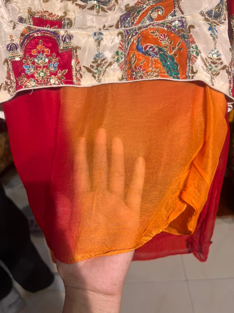 Heavy Designer Blouse with Beautiful Shaded Chiffon Saree