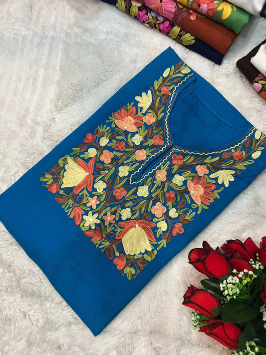 Blue Kashmiri Ariwork Pheran