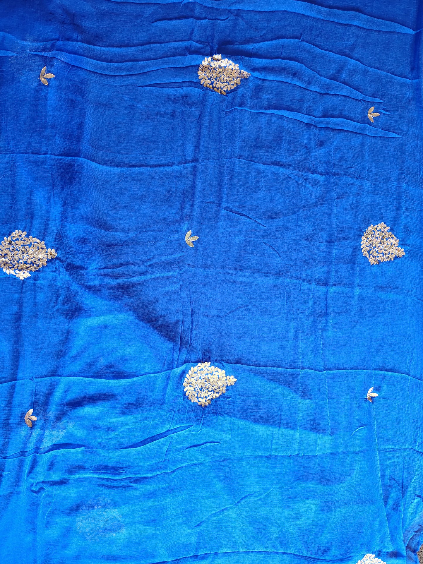 Beautiful Blue Chifffon Saree Gota Work all over the Saree with Same Fabric Blouse Piece