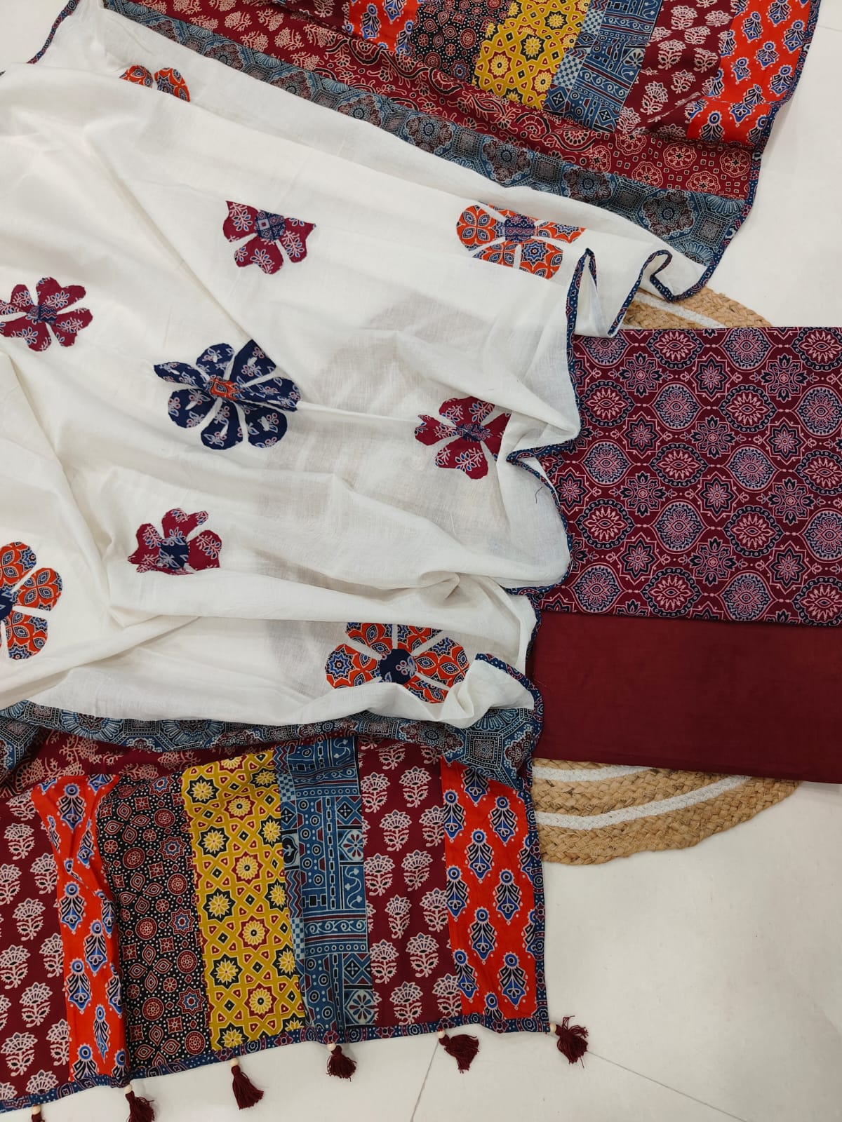 Pure Cotton Suit with Patchwork Dupatta From Kachh (Unstitched)