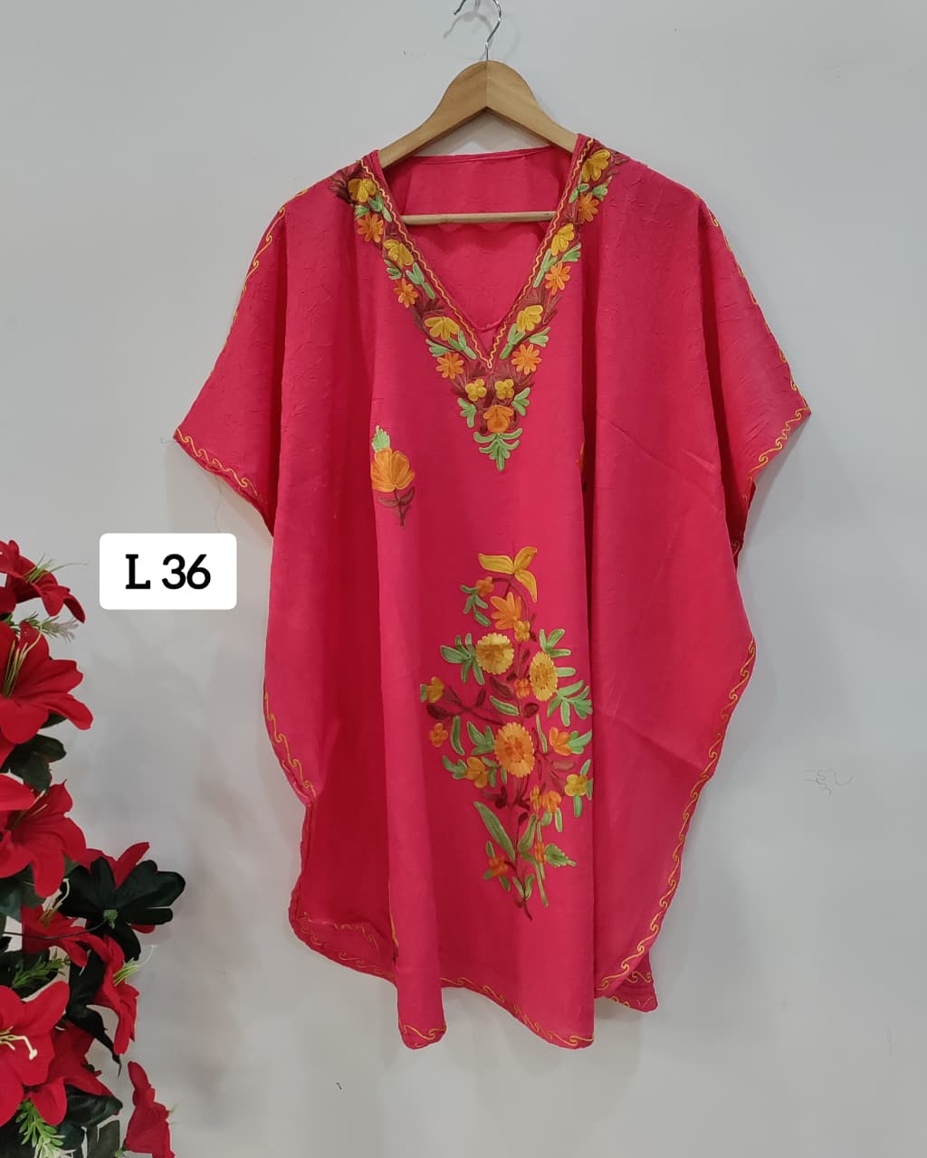 Beautiful Crushed Cotton Ariwork Kaftan
