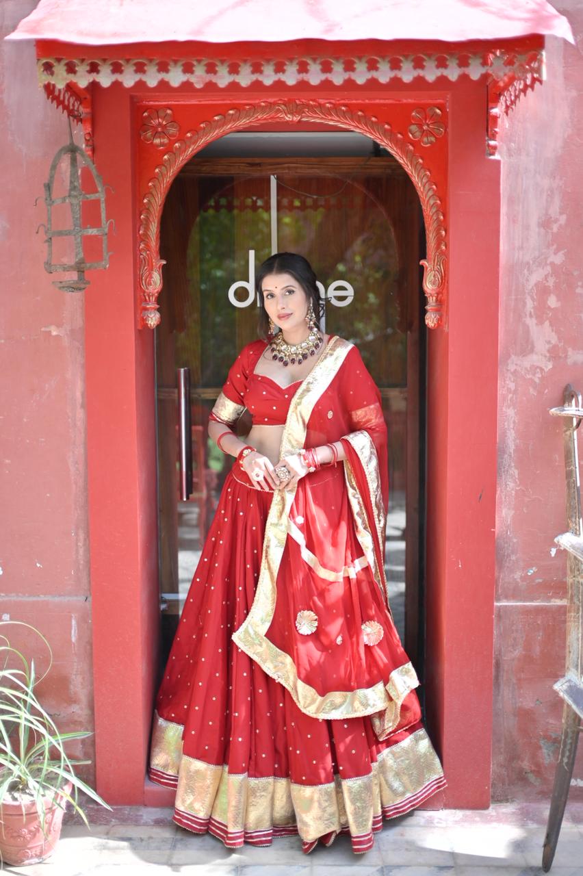 Beautiful Soft Cotton 80 Kali Lehenga with Beautiful Designer Blouse and Dupatta