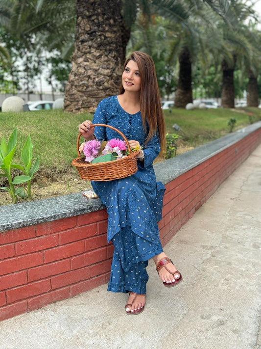 Blue Chanderi Silk Co-Ord Set