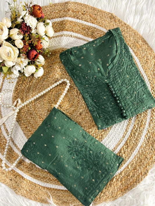 Sea Green Chanderi Silk Co-Ord Set