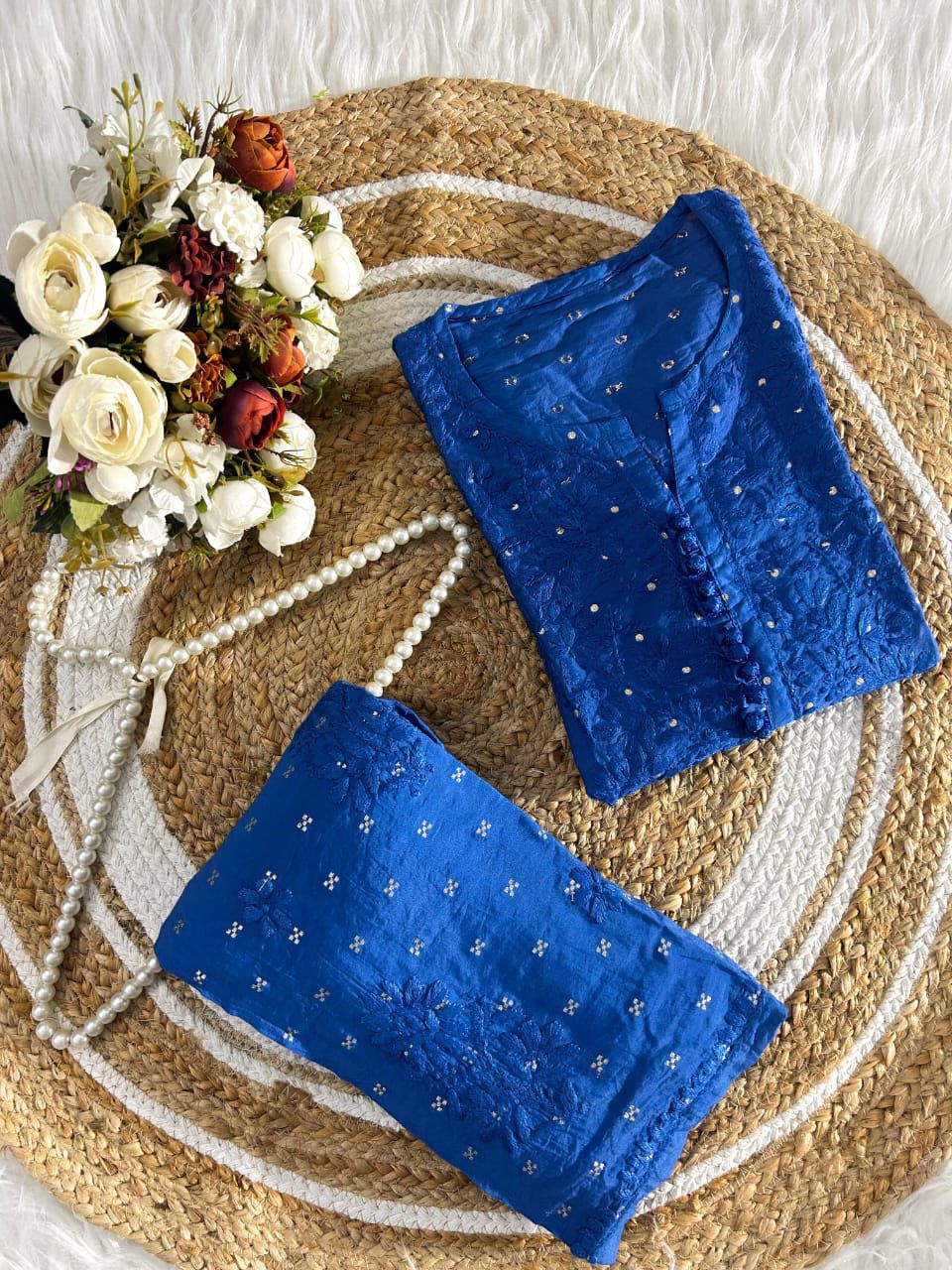 Blue Chanderi Silk Co-Ord Set