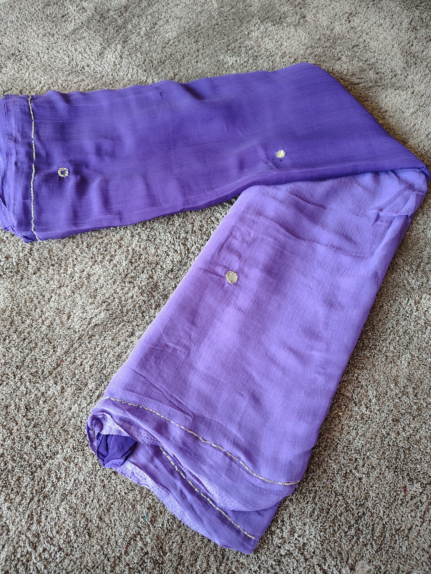 Purple Shaded Soft Chiffon Boota Work Saree with Same Fabric Blouse Piece