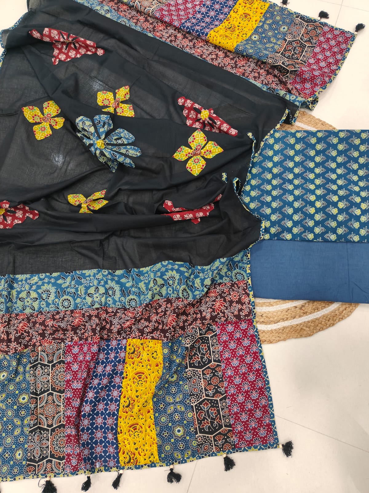 Pure Cotton Suit with Patchwork Dupatta From Kachh (Unstitched)
