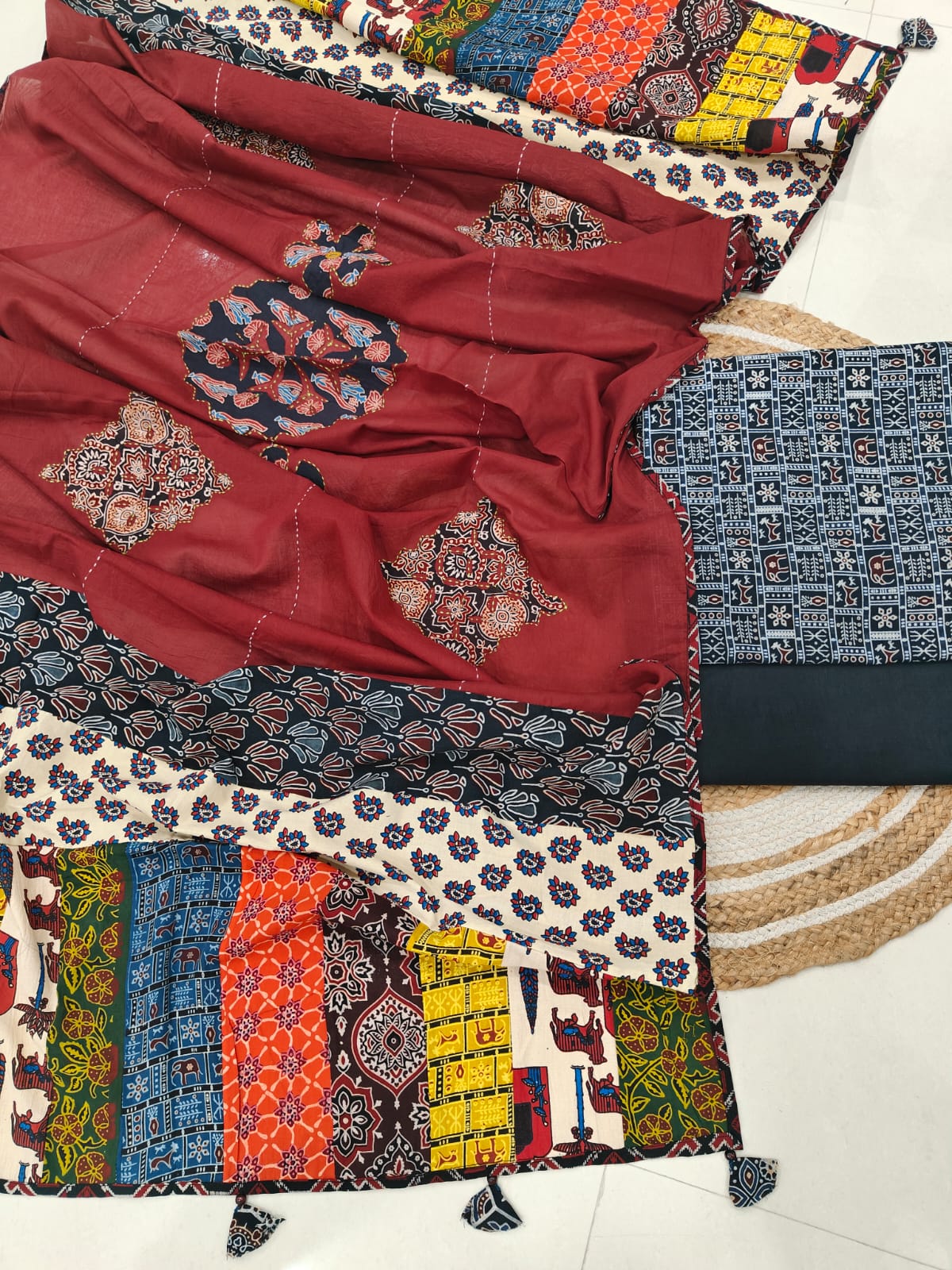 Pure Cotton Suit with Patchwork Dupatta From Kachh (Unstitched)