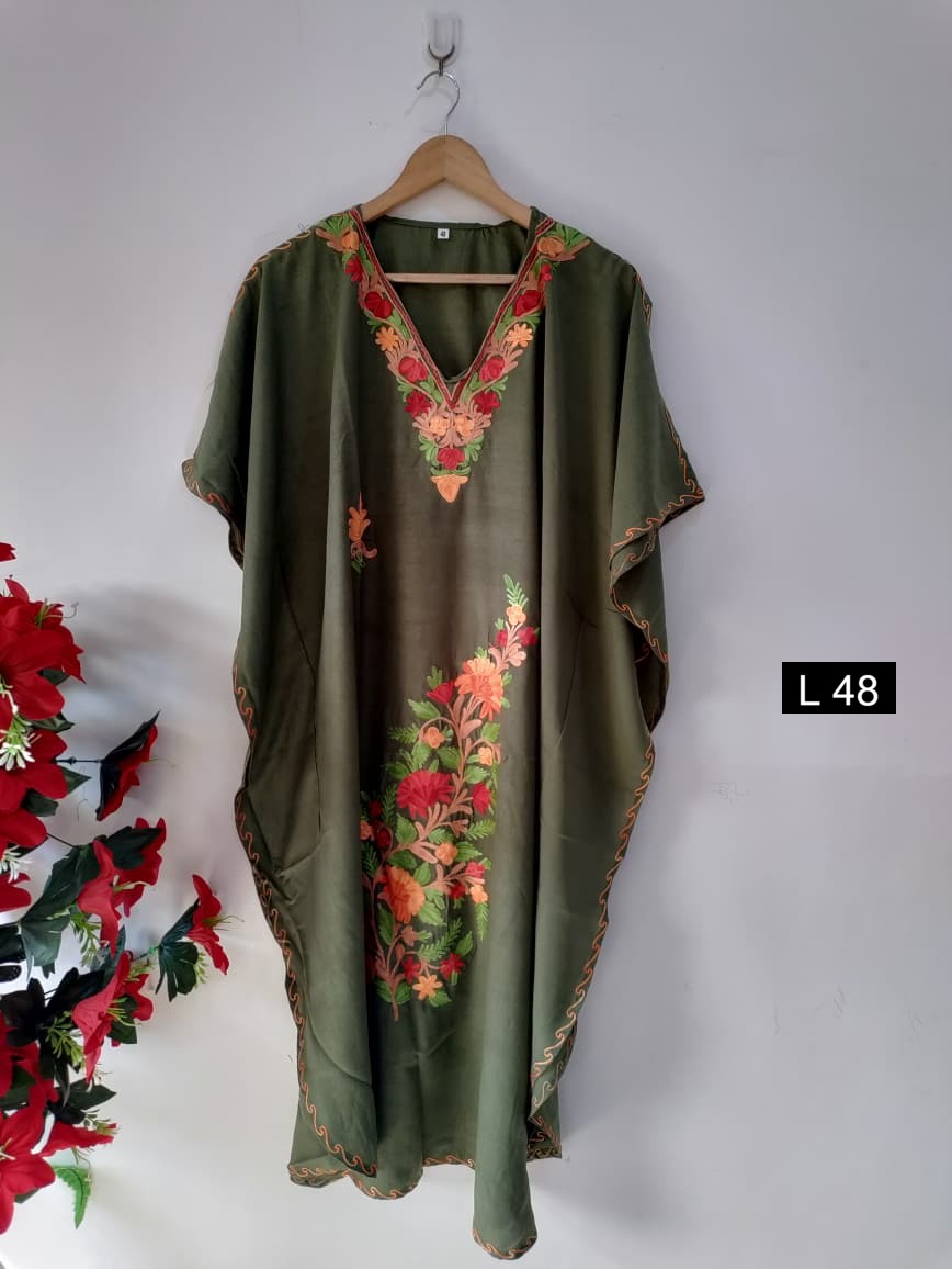 Beautiful Crushed Cotton Ariwork Kaftan