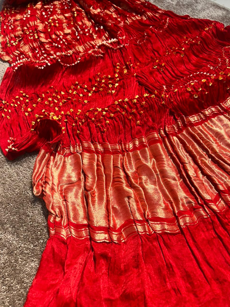 Beautiful Red Color Gajji Silk Saree