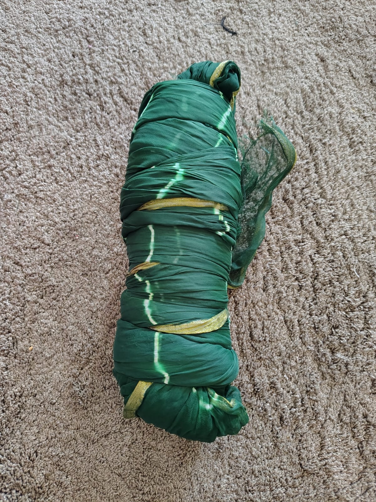 Green Chiffon Lahariya Saree