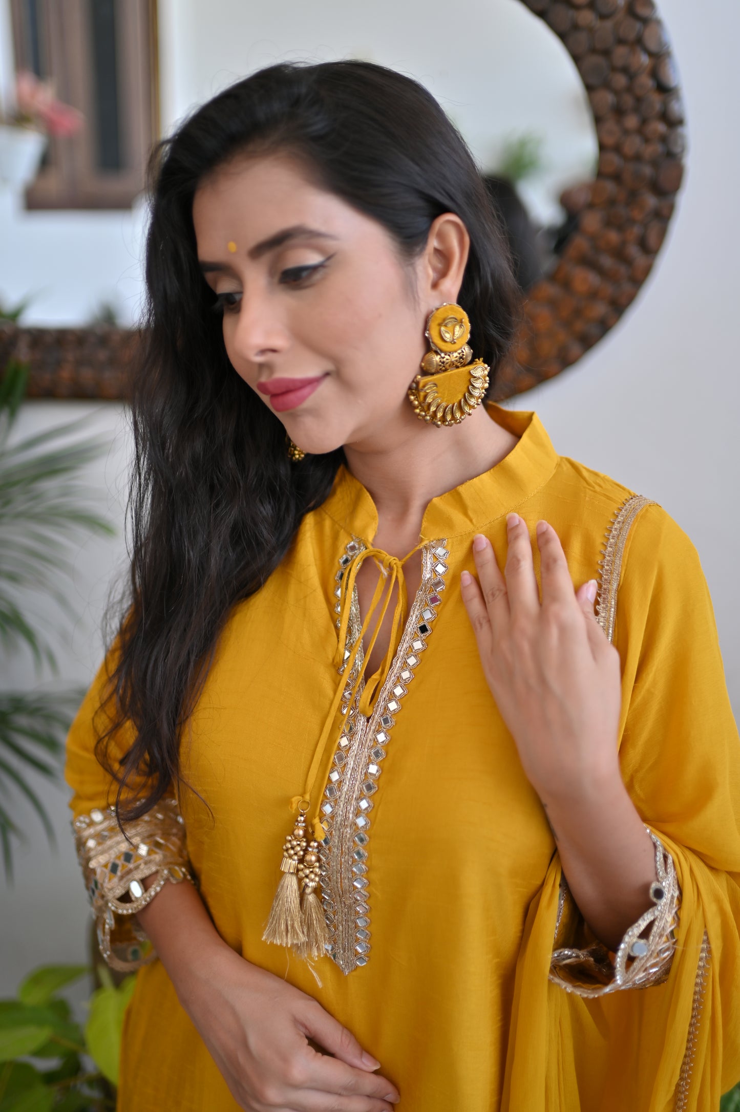 Yellow Mirror Work Suit