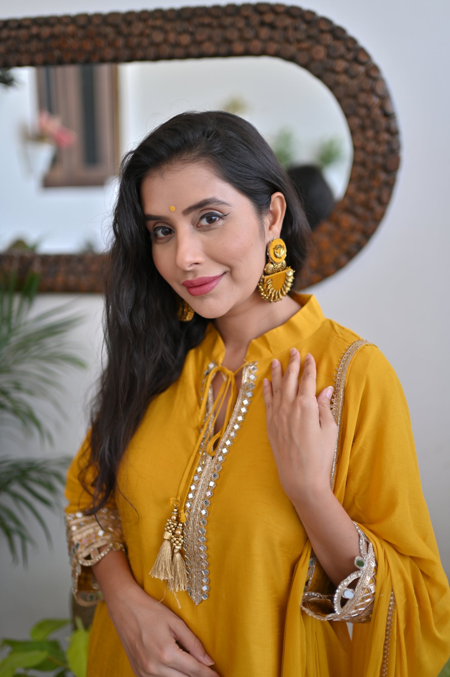 Yellow Mirror Work Suit
