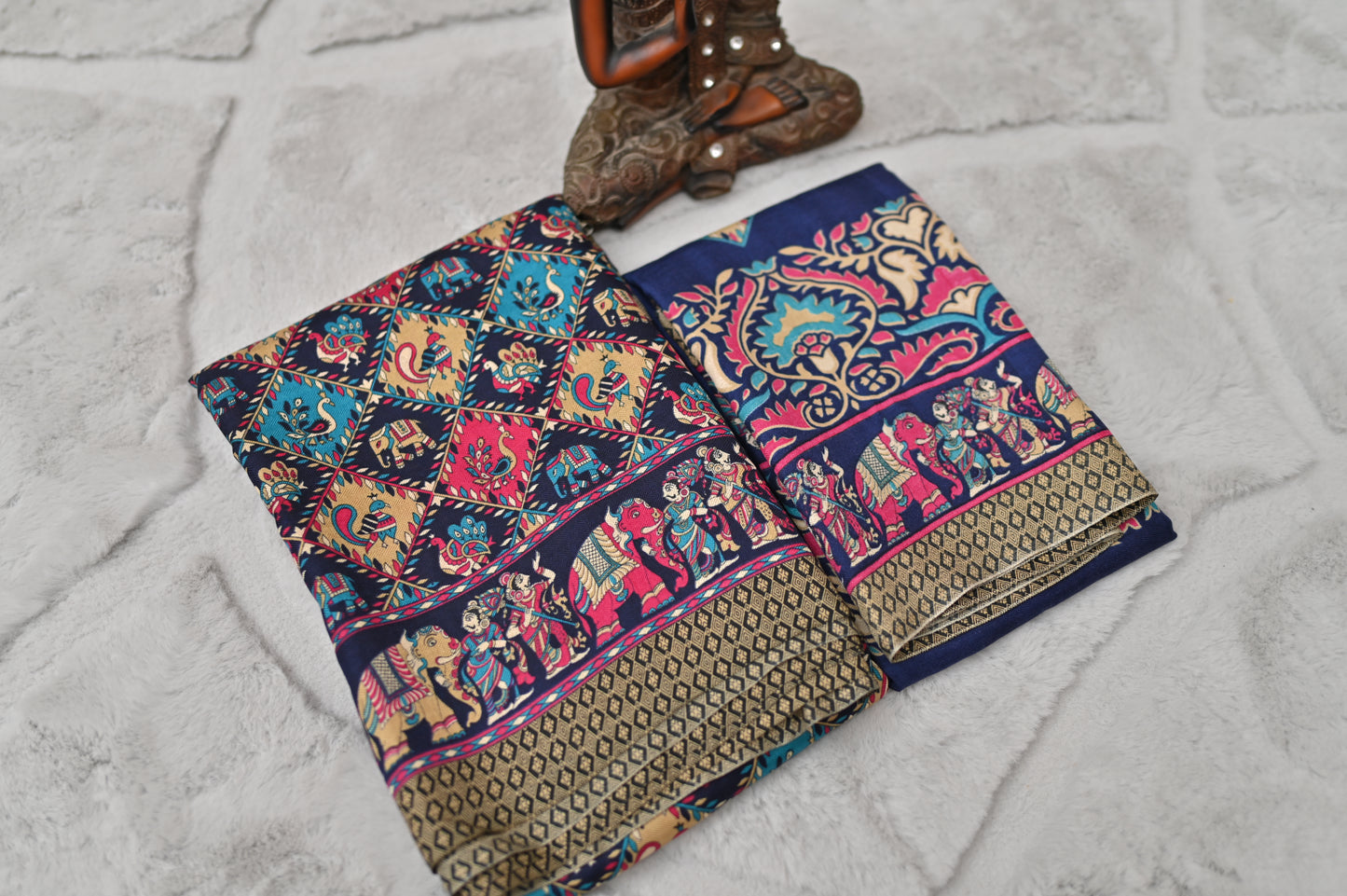 Blue Pashmina Silk Saree and Shawl Combo