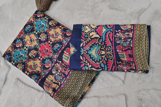Blue Pashmina Silk Saree and Shawl Combo