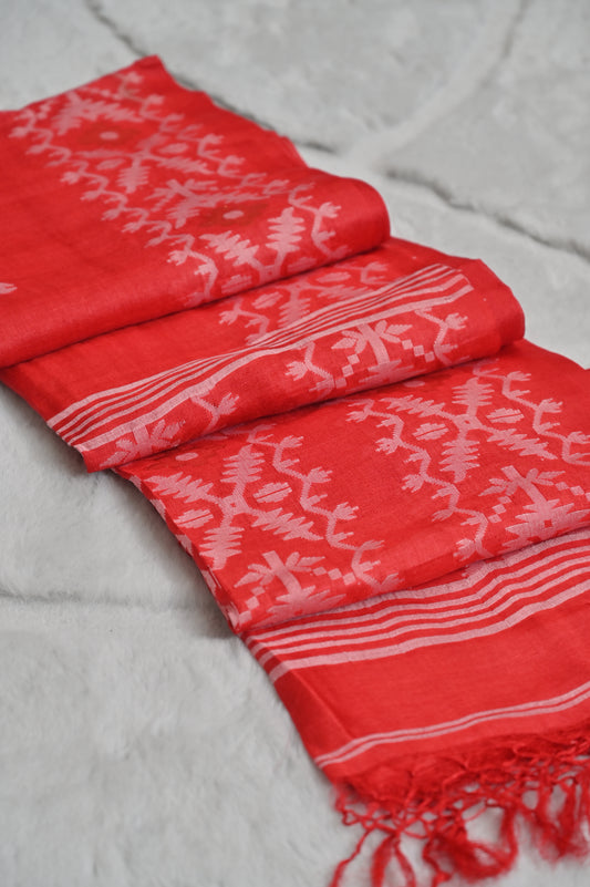 Red Pure Tussur Silk Saree