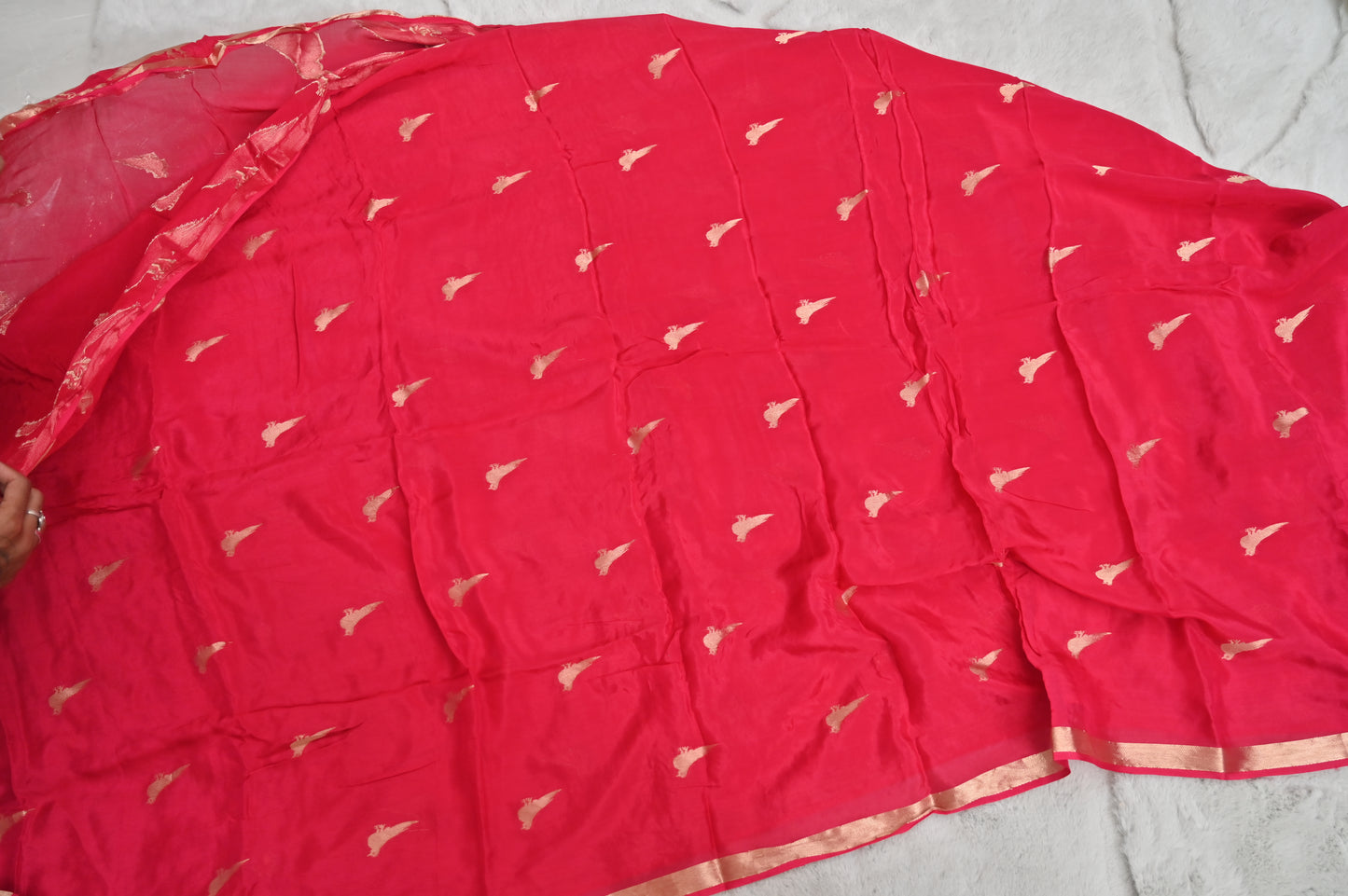 Red Pure Crepe Silk Saree