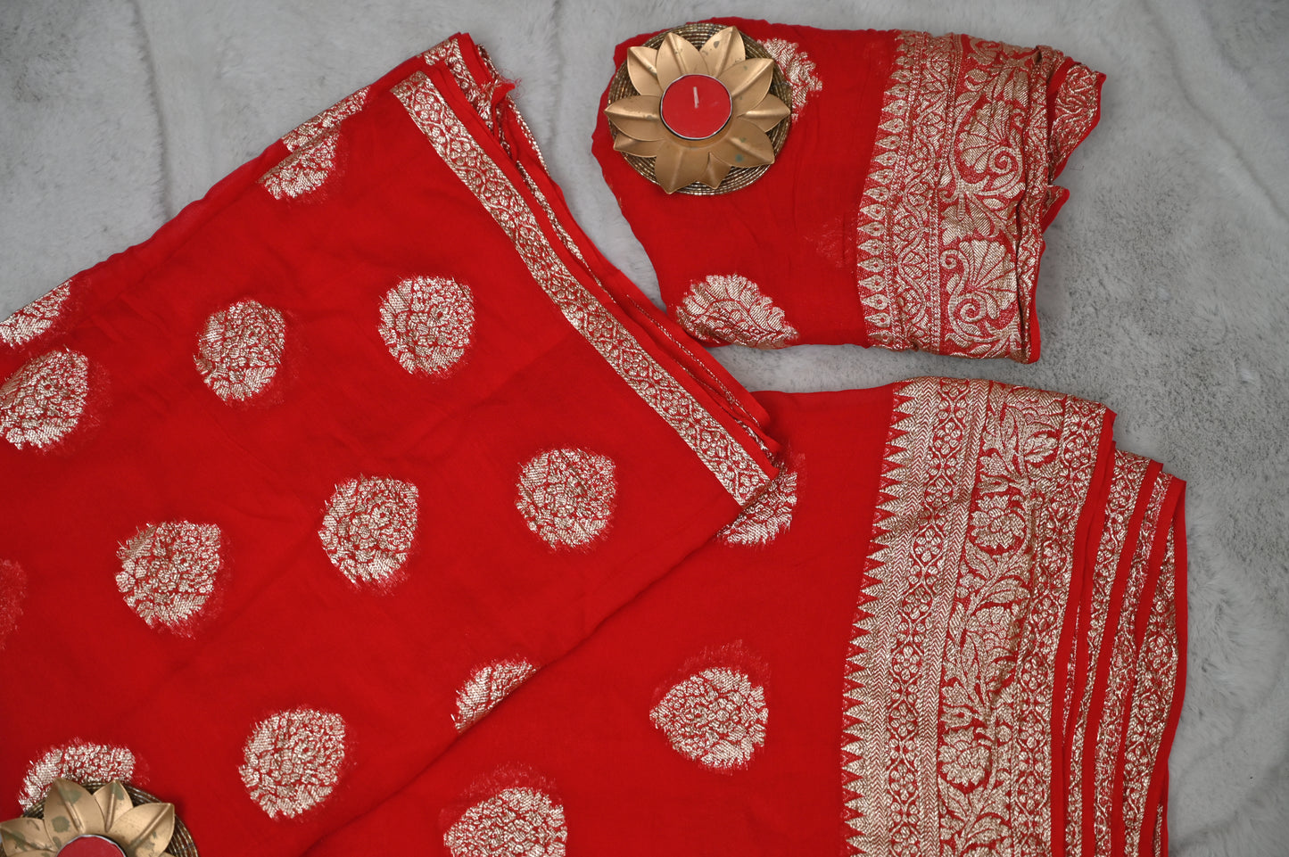 Soft Gerogette Red Saree