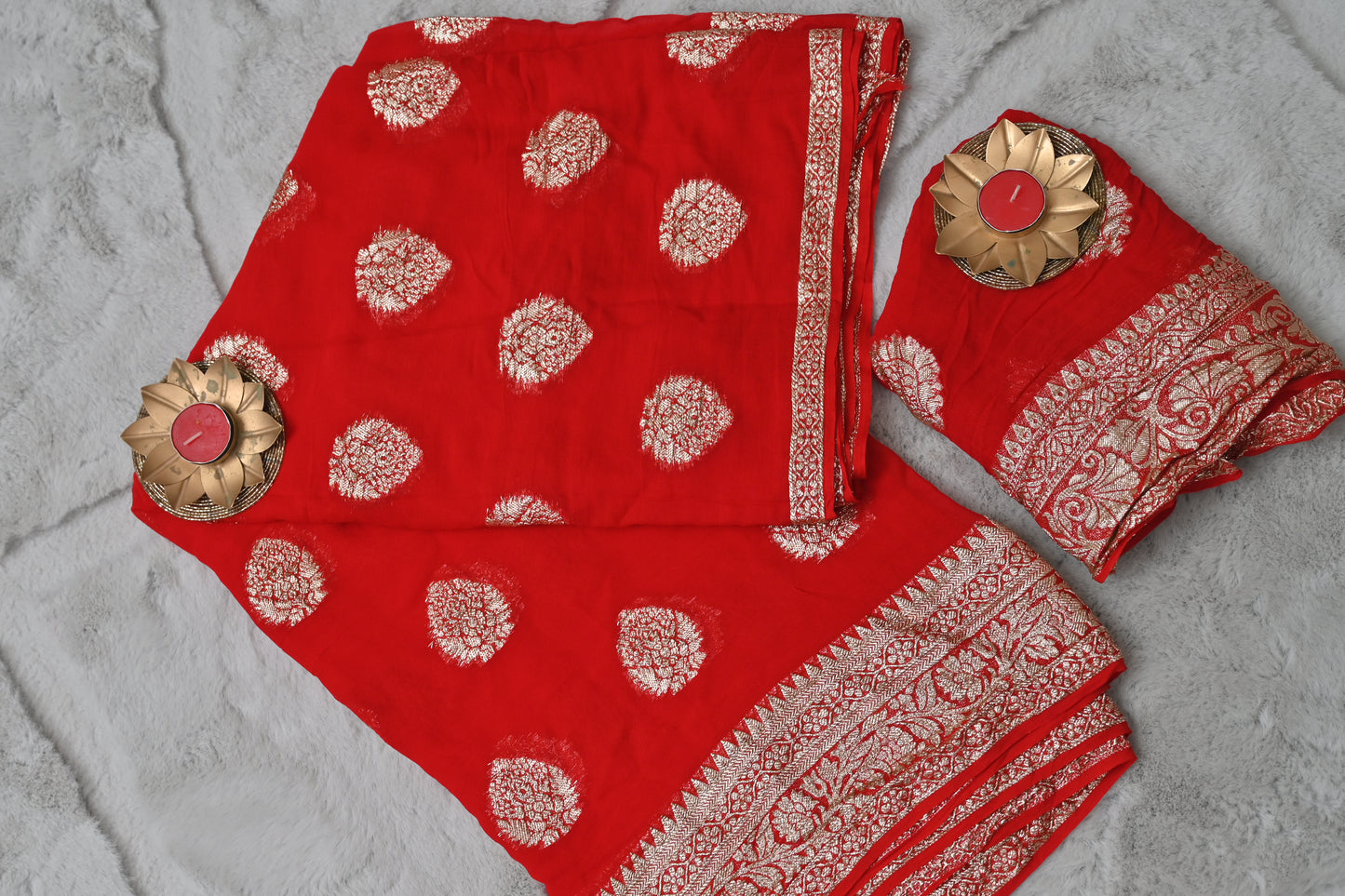Soft Gerogette Red Saree