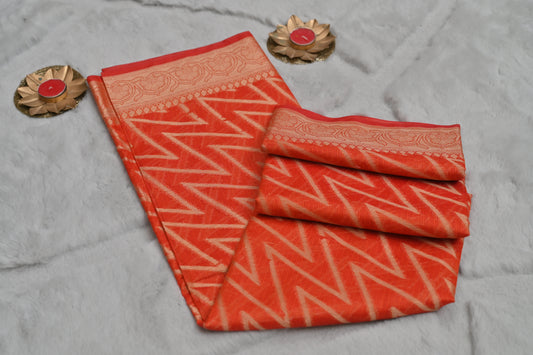 Orange Kota Doria Saree