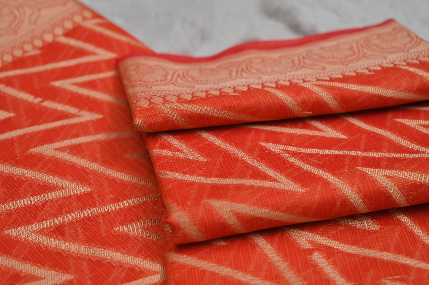 Orange Kota Doria Saree