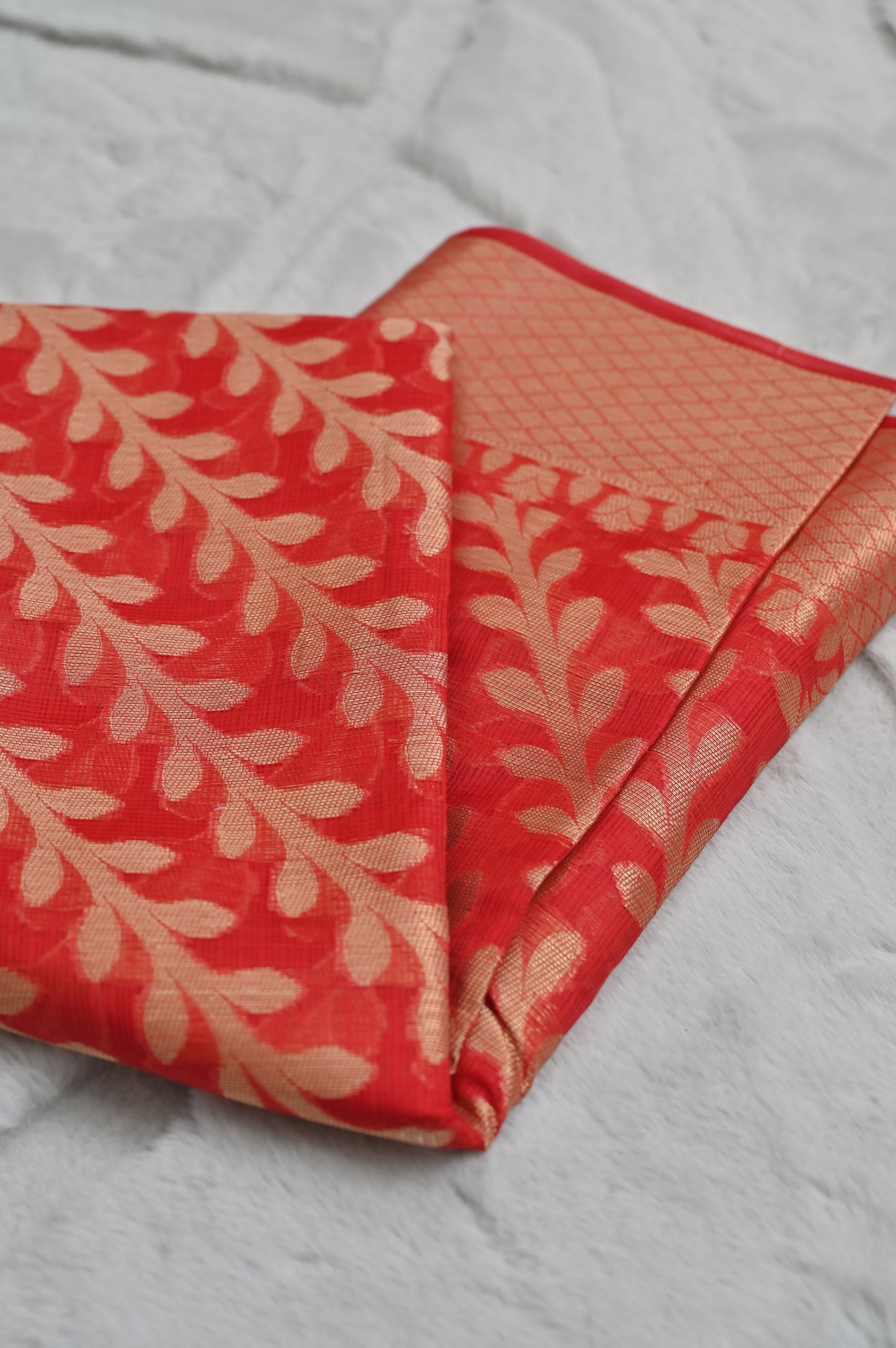 Red Kota Doria Saree