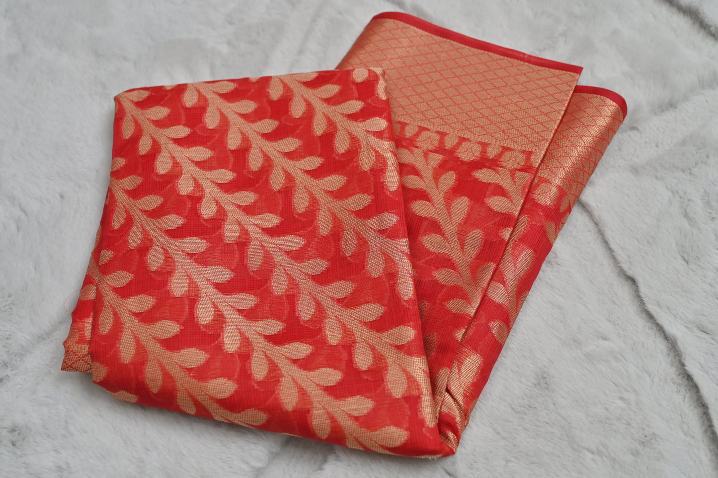 Red Kota Doria Saree