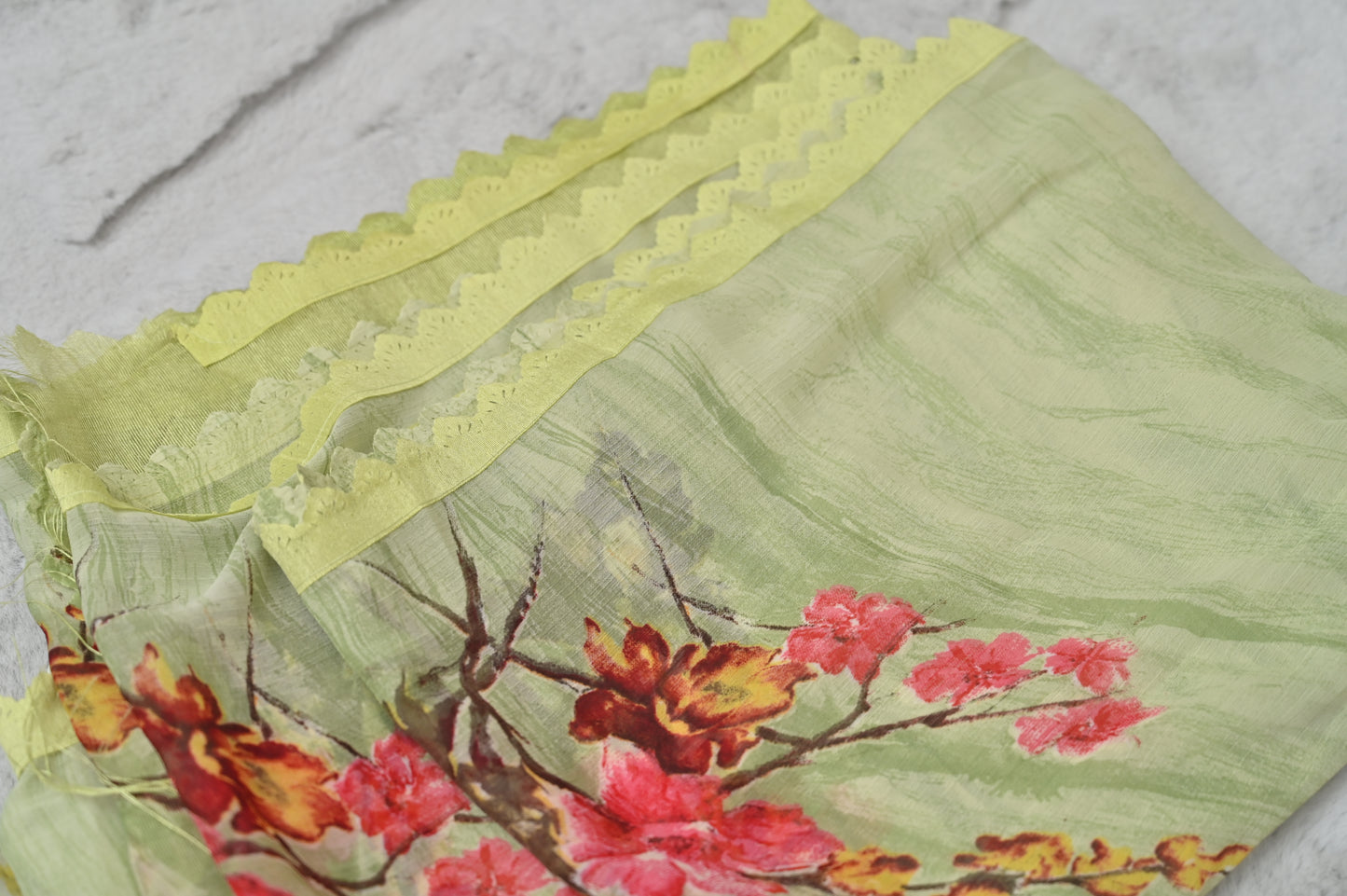 Semi-Chiffon Sea Green Saree