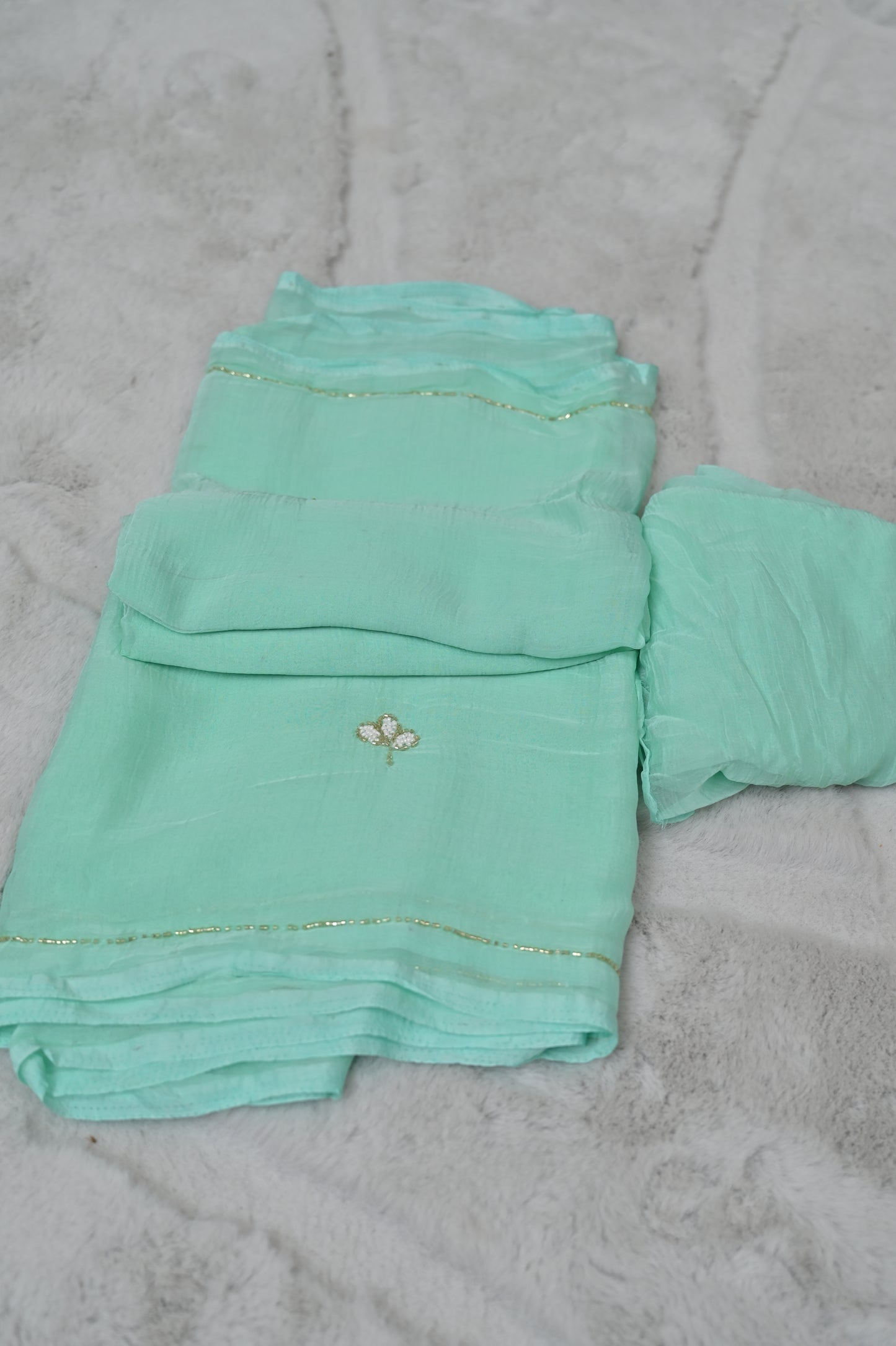 Sea Green Chiffon Saree