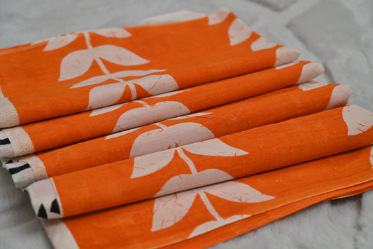 Pure Cotton Orange and White Saree