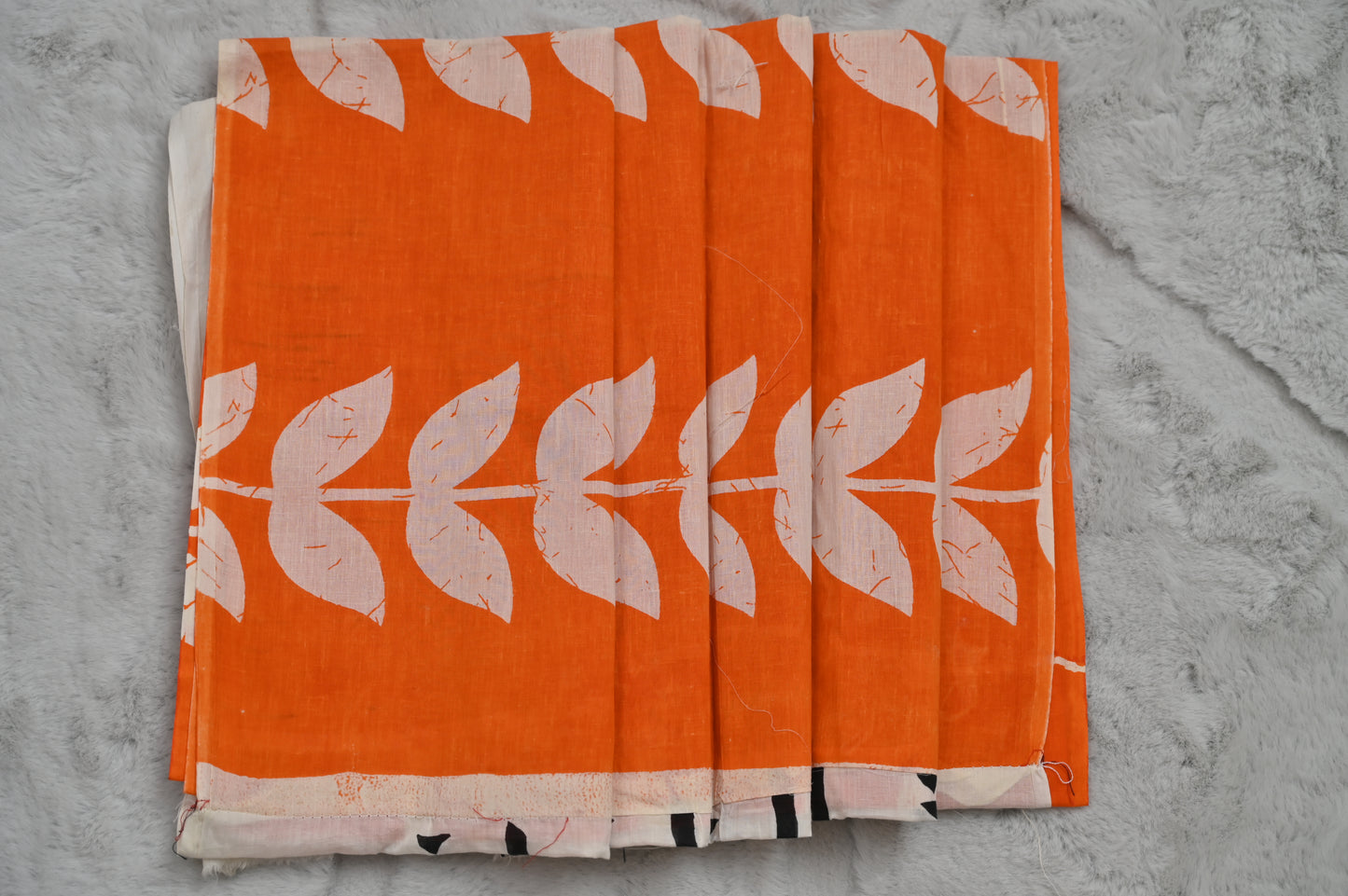 Pure Cotton Orange and White Saree