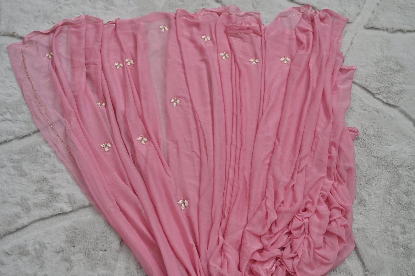 Baby Pink Chiffon Saree