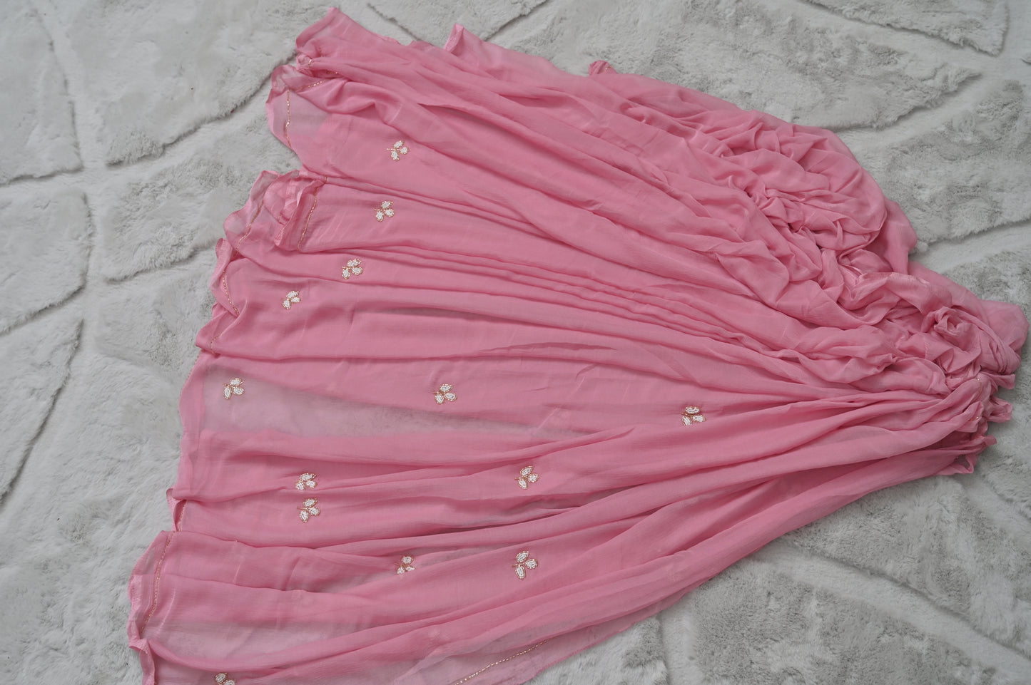 Baby Pink Chiffon Saree