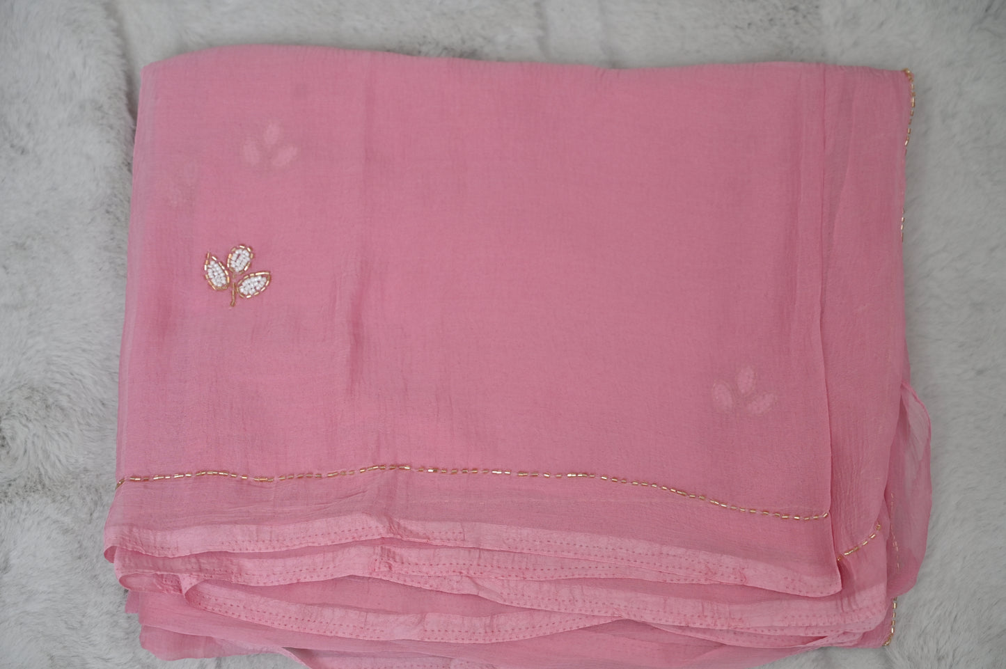 Baby Pink Chiffon Saree