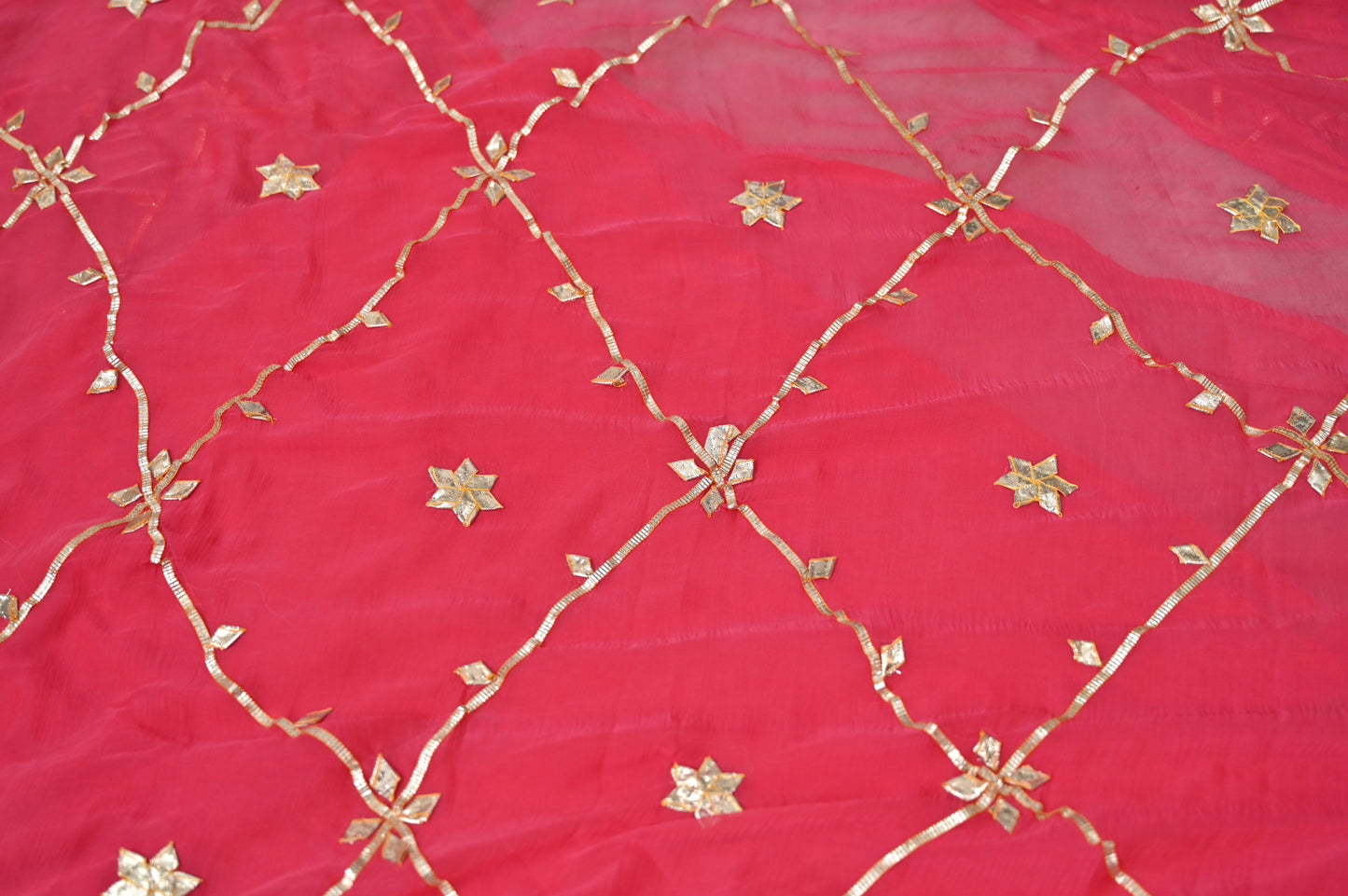 Pink Chiffon Gota Zaal Saree